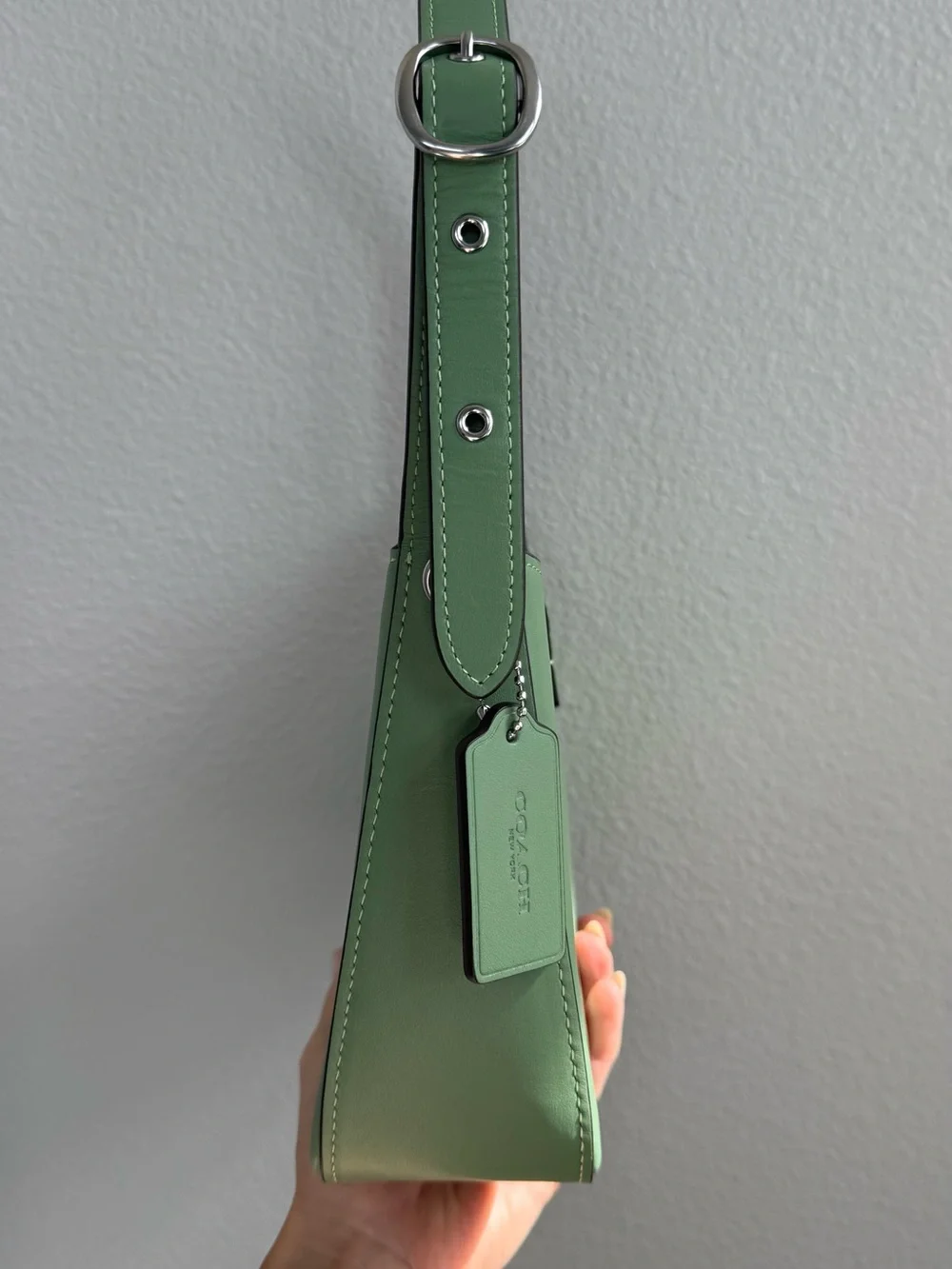 Coach Eliza Mint Green Shoulder Bag with Silver Hardware